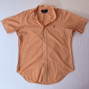 Polo Ralph Lauren Orange White Short Sleeve Button Down Small Classic Fit Preppy